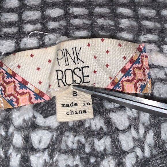 Pink Rose Oper Front Textured Knit Cardigan  Long Sweater Size Small - Picture 8 of 9